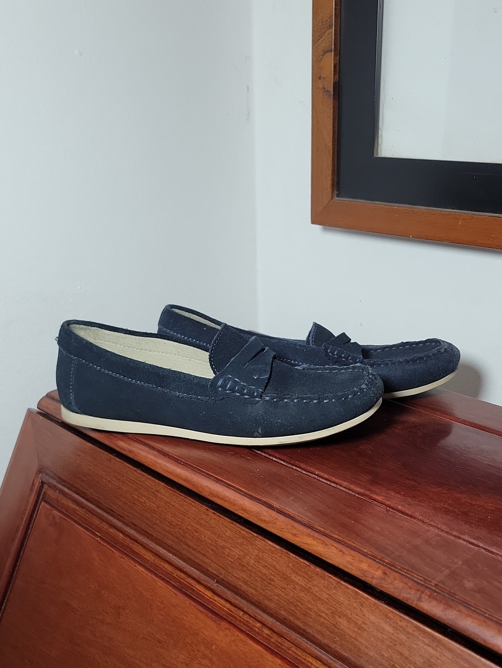Zara Navy Suede Loafers
